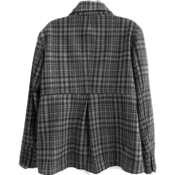 WooL Old Navy Peacoat Plaid Double Breasted PoCKeTS WooL Blend Grey Lined Retro - Picture 4 of 9